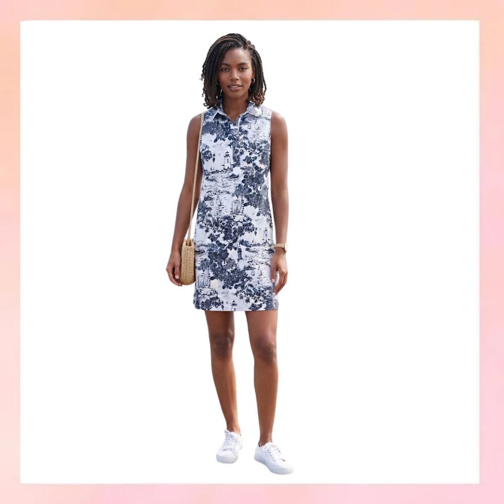 Vineyard Vines Coastal Lighthouse Sailboat Sleeveless Shift Dress Size L